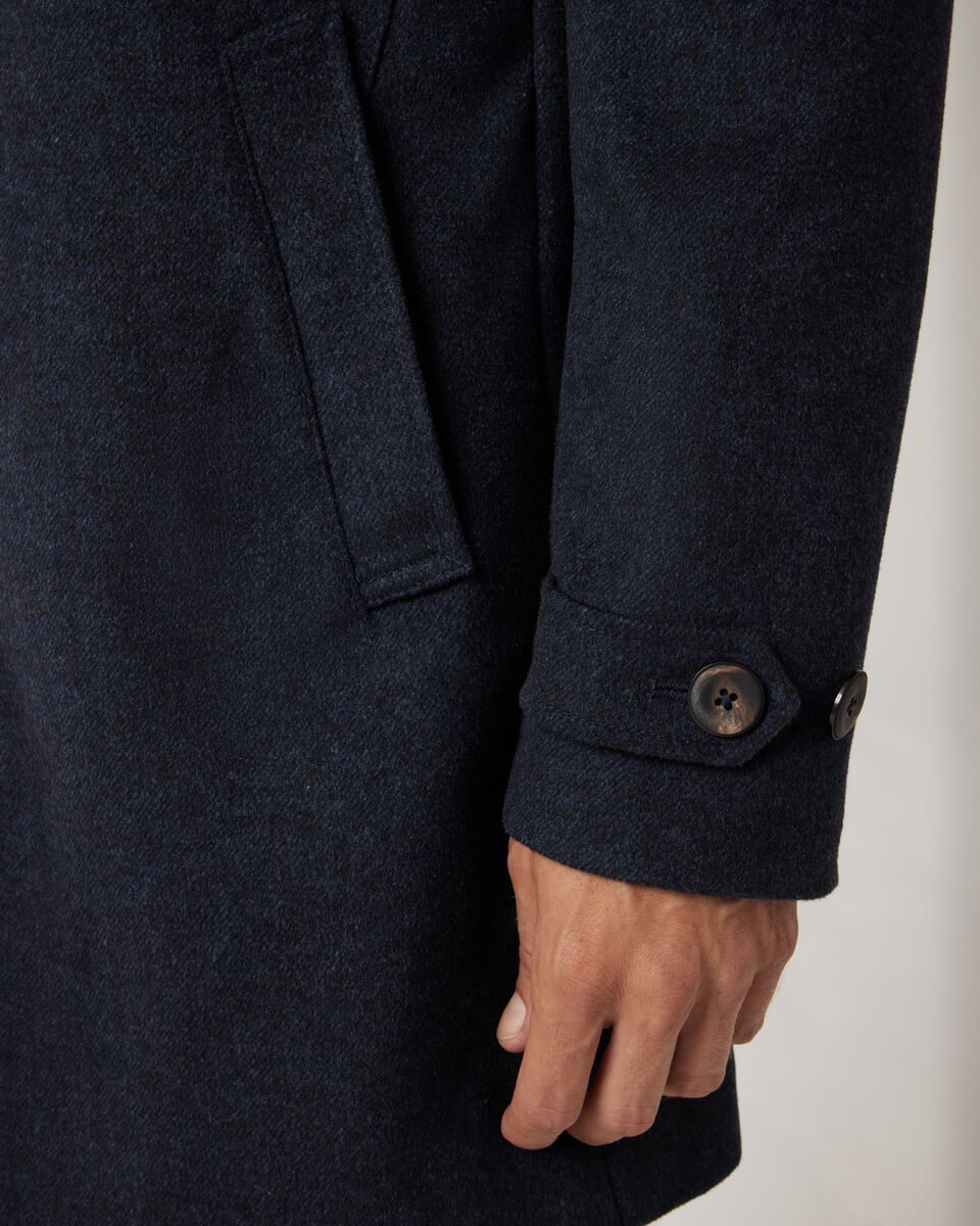 Wool Blend Funnel Neck Coat, Navy, hi-res